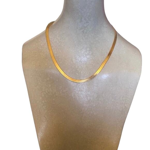 Jennifer Zeuner NIP 14K Hamilton Herringbone Yellow Gold Plated Necklace - Picture 5 of 13